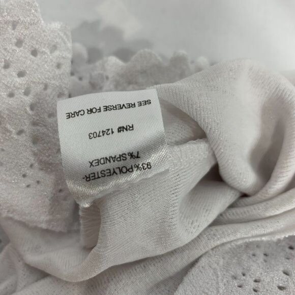 Rebecca Malone Womens Lace Button Cardigan PL Polyester/Spandex Off-White - Picture 5 of 7